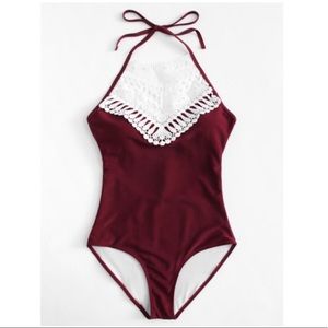 Crochet Lace  Halter Swimsuit